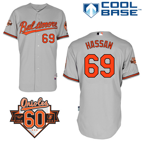 Alex Hassan #69 MLB Jersey-Baltimore Orioles Men's Authentic Road Gray Cool Base Baseball Jersey